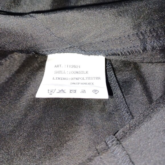 100% Silk Halter Party Cocktail Dress Womens S Black Tiered Ruffle Bubble Trim - Picture 3 of 7